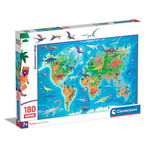 Puzzle 180 piese Clementoni Harta Super Dinozauri 29790, Clementoni