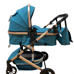 Carucior 2 in 1, reversibil, cu suspensii, T7 verde - L-Sun, L-Sun