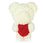 Ursulet Teddy din Trandafiri albi cu inima rosie de spuma, in cutie cadou cu funda, 57 cm, FashionForYou