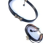 Set choker + bratara din piele cu fundita din bronz BowChoker, AHGL12671