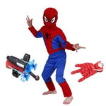 Set costum Spiderman M, 110-120 cm, lansator cu ventuze si manusa cu discuri, IdeallStore