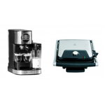 Pachet Espressor Manual Barista latte 15bar 1470W 1.2l Cana Lapte 700ml Grill Electric Panini & Negru/Argintiu, Studio Casa