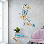 Decoratiune de Perete Mauro Ferretti Butterflies Gold/Light Blue C 59,5X4X111,5 cm, Multicolor