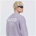 Hugo Blue hanorac de bumbac barbati, culoarea violet, cu imprimeu, Hugo Blue