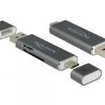 Cititor de carduri USB 3.1-C/A la SD / MMC + Micro SD, Delock 91499