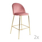 Set 2 scaune bar tapițate House Nordic Lausanne, roz-arămiu, House Nordic