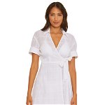 Imbracaminte Femei BECCA by Rebecca Virtue Playa Textured Collared Wrap Shirtdress Cover-Up White, BECCA by Rebecca Virtue