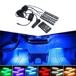 Kit iluminare ambientala auto banda LED RGB, interior masina, 4 benzi, senzor muzica, multicolor, 12V, cu telecomanda