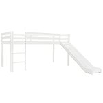 Cadru pat etajat copii cu tobogan, scara si cort vidaXL, 97 x 208 cm, lemn de pin, negru