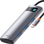 Hub 7in1 Metal Gleam Series, Baseus, HDMI / USB-A / USB-C / SD / TF, Power Delivery, Gri