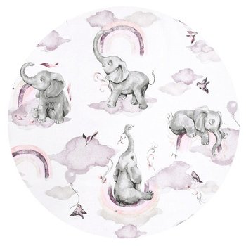 Paturica de infasat Qmini multifunctionala 75x75 cm din bumbac Elephants on Rainbow Pink, Qmini