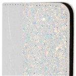 Protectie Flip Cover Lemontti Leather Case Glitter Powder SAS7796W pentru Samsung Galaxy A20e (Alb)