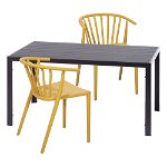 Set 2 scaune galbene Capri și masă neagră Viking - Bonami Essentials, Bonami Essentials