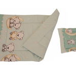 Set lenjerie pat Bear On Moon Mykids, 120 x 60 cm, bumbac/poliester, 3 piese, Verde/Galben