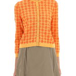 Tory Burch Jacquard-Knit Cardigan BRIGHT BITTER ORANGE POPPY RED, Tory Burch