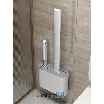 Set perie de WC cu cap flexibil, cu suport si mini perie pentru curatarea spatiilor greu accesibile, SMARTECH