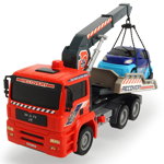 Camion de tractare Dickie Toys MAN Air Pump Crane Truck cu 1 masinuta, Dickie Toys