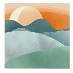 Tablou Boho minimalism peisaj munte, portocaliu, verde 1287 - Material produs:: Poster pe hartie FARA RAMA, Dimensiunea:: 80x80 cm, 
