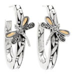Bijuterii Femei SAMUEL B 18K Gold Sterling Silver Dragonfly Hoop Earrings Silver And Gold