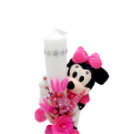 Lumanare botez 35cm, Minnie Mouse flori uscate si jucarie plus, ARBC1413