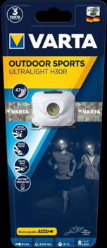 Lanterna LED Varta Outdoor Sports Ultralight H30R, 300 lm, cu acumulator 600mAh 3.7V, IPX4,Gri