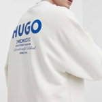 Hugo Blue hanorac de bumbac barbati, culoarea bej, cu imprimeu, 50510732, Hugo Blue