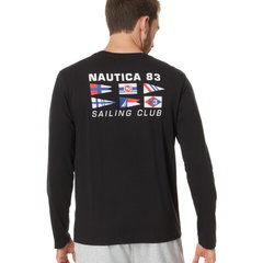 Imbracaminte Barbati Nautica Sustainably Crafted Long Sleeve Graphic T-Shirt True Black, Nautica