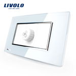 Intrerupator cu variator pentru ventilator Livolo cu rama din sticla - standard italian, Alb