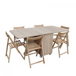 Set masa plianta cu 6 scaune, sonoma + natur, 46 176x95x75 cm, Marcel Prod