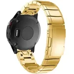 Curea ceas Smartwatch Garmin Fenix 7X / 6X / 5X Plus / 5X / 3 HR / 3, 26 mm Otel inoxidabil iUni Gold Link Bracelet, iUni