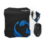 Set Mouse Gaming cu fir and Mouse Pad 1600 DPI 6 butoane Nedis VE-GMMP100BK