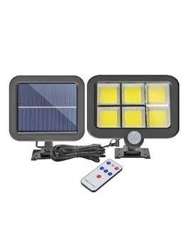 Lampa solara cu panou solar, ENGROS, putere 250 W, cu senzor de miscare, rezistenta la apa si telecomanda, 