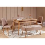 Set masă și scaune extensibile (5 bucăți) Vina 0701 - 4 - Anthracite, Atlantic Extendable Dining Table & Chairs Set 6, Stejar, 77x75x120 cm, Vella
