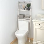 Raft de toaleta vidaXL, alb, 63,5x32x179 cm, lemn masiv de pin