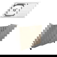 Set Masca Chiuveta haaus Karo Stejar Sonoma Inchis/Alb 80 x 50 x 80 cm Chiuveta haaus Inox Cuva stanga