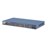 Switch 24 porturi Hikvision DS-3E1326P-EI, L2, Smart Managed, 24 × 100 Mbps PoE RJ45 ports si 2 × gigabit combos, Putere PoE 370W, Extend mode - pana la 300 metri, maxim 30W per port, Switching capacity 8.8 Gbps, Network topology management, , HIKVISION