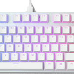 Tastatura mecanica gaming Glorious PC Gaming Race GMMK TKL, iluminare RGB, switch Gateron Brown, US-Layout, Ice white