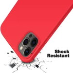 Husa protectie pentru iPhone 12/12 Pro, ultra slim din silicon Rosu,silk touch, interior din catifea, OEM