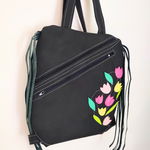 Rucsac unicat handmade, cu lalele, Shopika