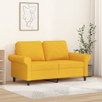 Canapea cu 2 locuri vidaXL, galben deschis, 120 cm, material textil, 152 x 77 x 80 cm