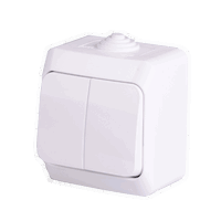 Intrerupator dublu Schneider Cedar, etans, montaj aplicat, exterior, IP44, alb