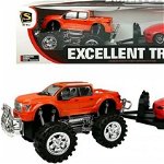 Set doua vehicule, masinuta transportator Monster Truck si BMW, 58 cm, Lean Sport