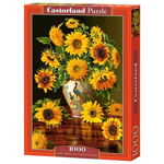 Puzzle 1000 piese Sunflowers in a Peacock Vase, Castorland