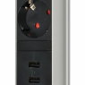 Prelungitor incorporabil birou sau blat bucatarie Brennenstuhl 3 prize, 2 x USB, retractabil cablu 2M
