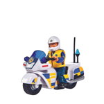 Motocicleta Simba Fireman Sam Police cu figurina Malcolm si accesorii, Simba