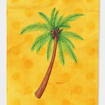 Caroline`s Treasures Carolines Comori BB8167CHF Palm Tree galben Polkadot Flag Canvas House Size Mltcl Large, 