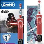 Periuta de dinti electrica Oral-B Vitality Star Wars pentru copii 7600 oscilatii/min, Curatare 2D, 2 programe, 1 capat, 4 stickere incluse, Trusa de calatorie, Rosu