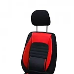 Set huse scaune auto universale, piele ecologica rosie cu material textil negru, fata-spate, OEM
