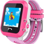 Smartwatch iUni Kid27, 1.22inch, GPS, Bluetooth, Bratara silicon, dedicat pentru copii (Roz), iUni