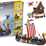LEGO® Creator 3 in 1 - Corabia vikinga si sarpele din Midgard 31132, 1192 piese